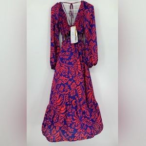 Patbo Pua Long Sleeve Beach Dress in Lobster Cobalt